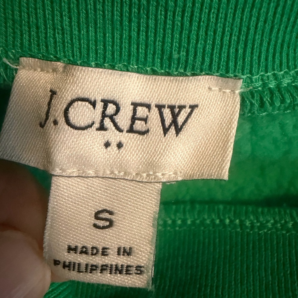 J. Crew Green Long sleeve Cowl neck Pullover w/ plaid trim button detail size S - Picture 5 of 8